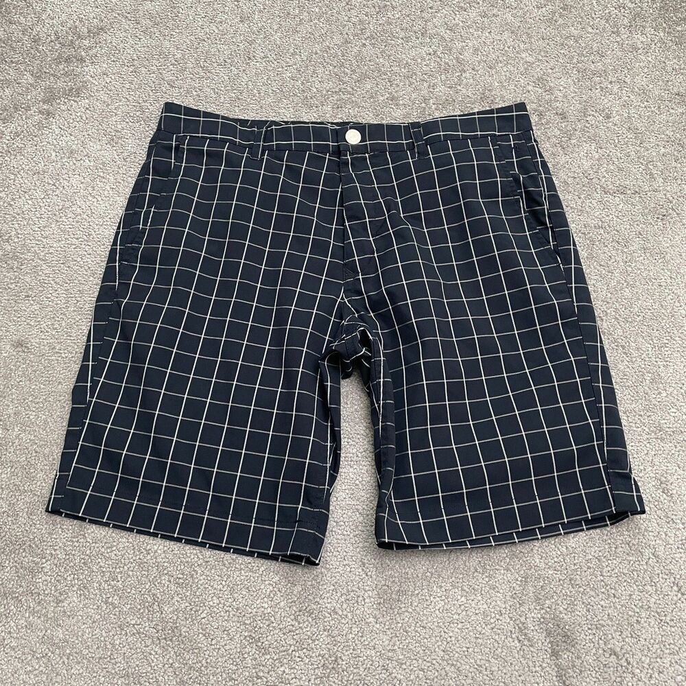 Bonobos Maide Windowpane Golf Shorts Mens 34 Navy Blue Plaid Preppy Outdoor